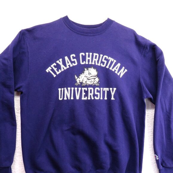 Texas Christian University Sweatshirt Size Medium Vintage Champion Purple TCU - Picture 2 of 9